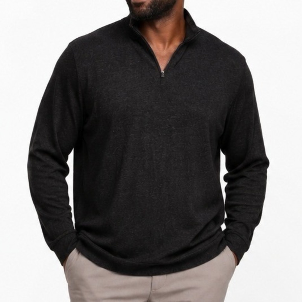 Joseph Abboud Sweater Mens 2XLT Grey Merino Wool Quarter Zip Pullover Knit Tall